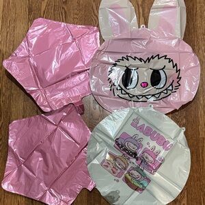 Cute Pink and Gray labubu Balloons